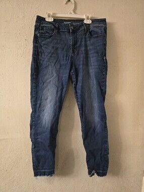 Old Navy Dark Blue Skinny Jeans with Frayed Hem